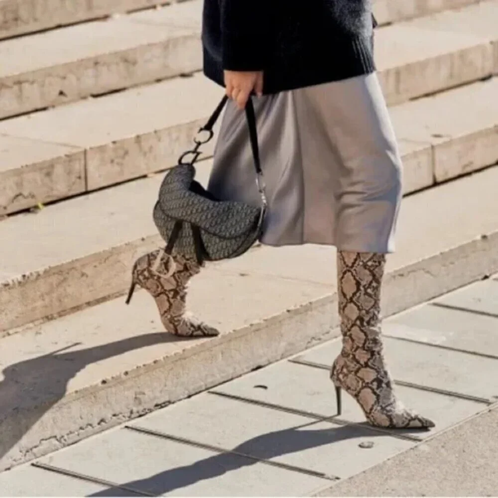 Design Concept Studio Reptile Snake Print Thigh High Boots Size 7